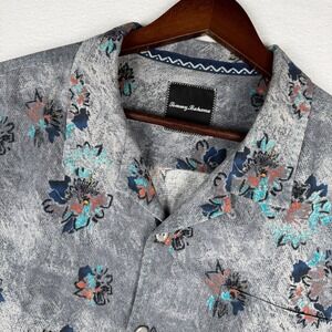 Tommy Bahama Mens L 100% Silk Floral Hawaiian Short Sleeve Camp Shirt Tropical